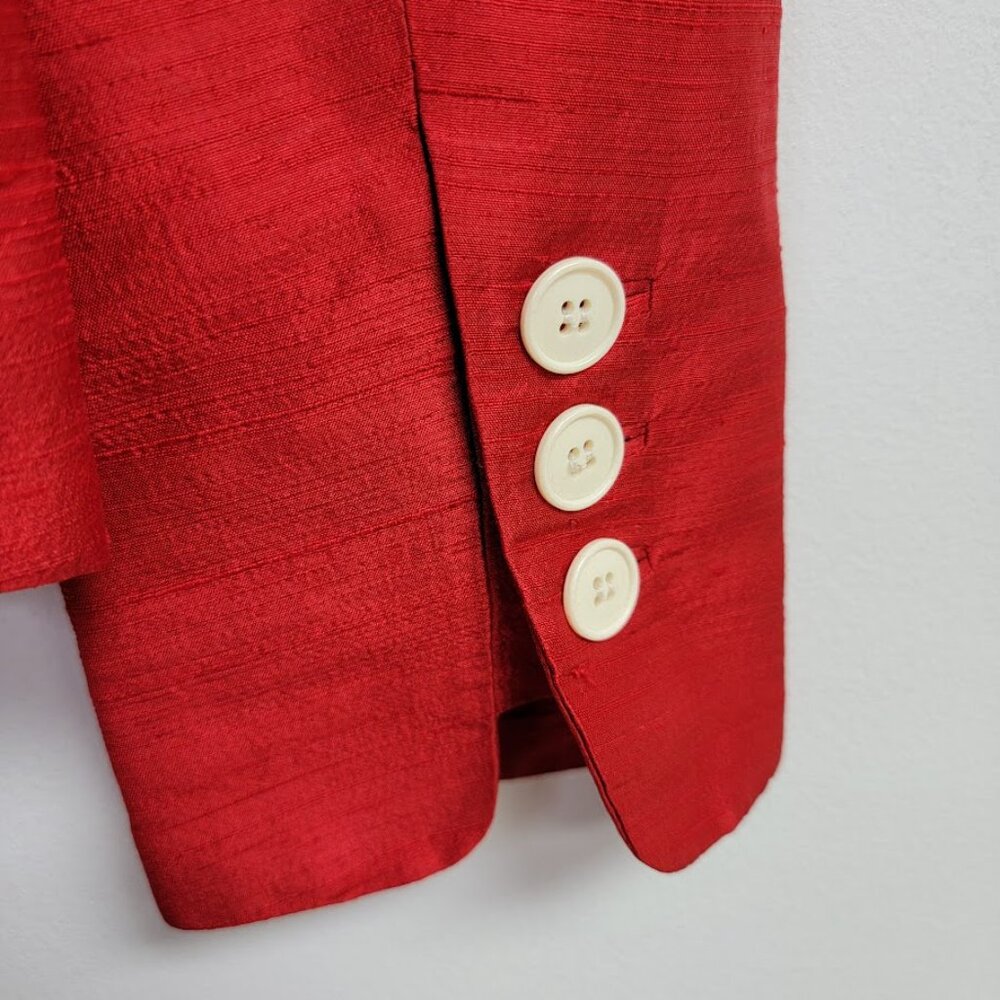 Lafayette 148 Womens Red 100% Silk Professional Blazer Jacket Sz 8 Luxury Career - Picture 6 of 12